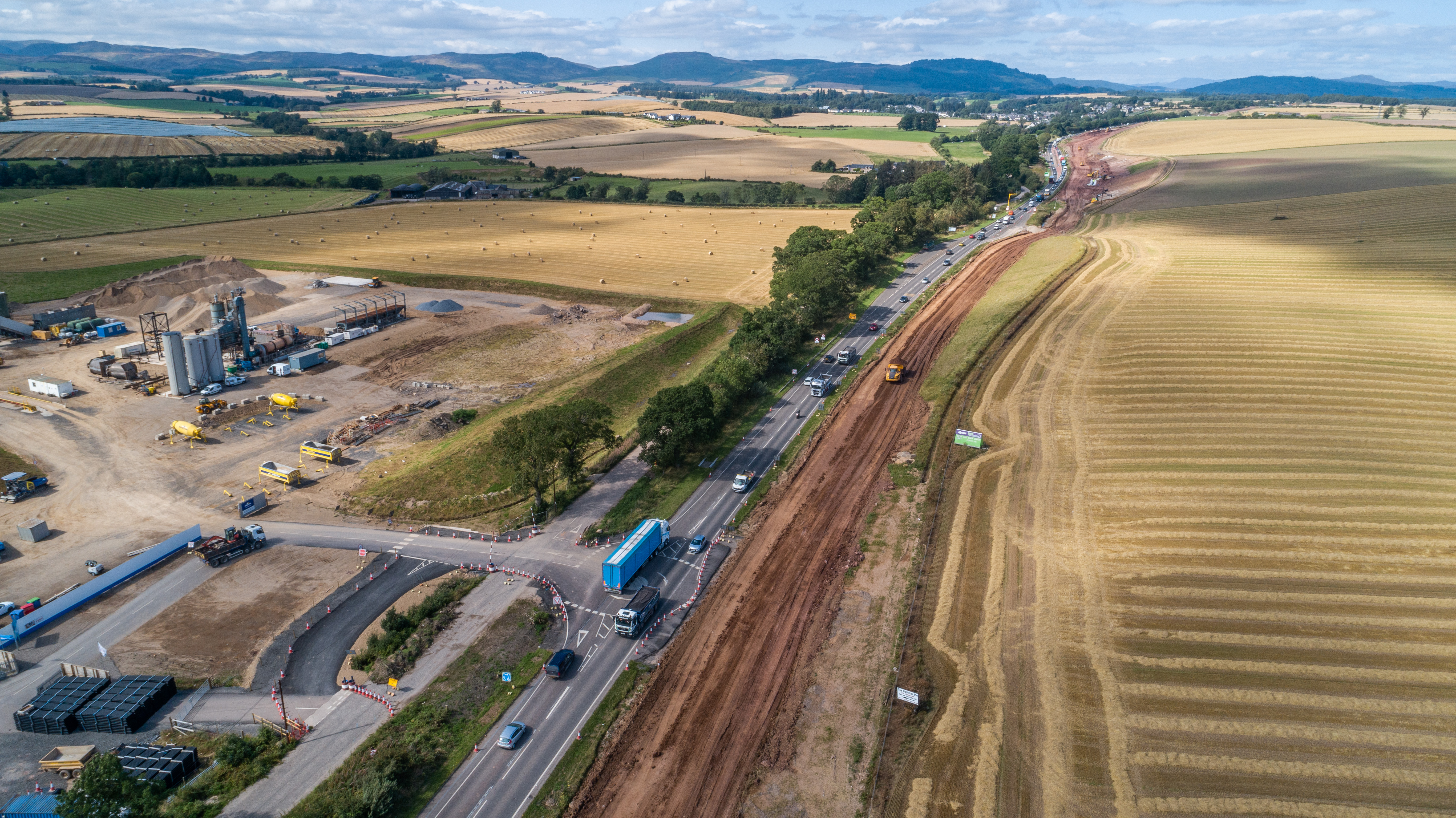 Aerial shot of temporary roundabout