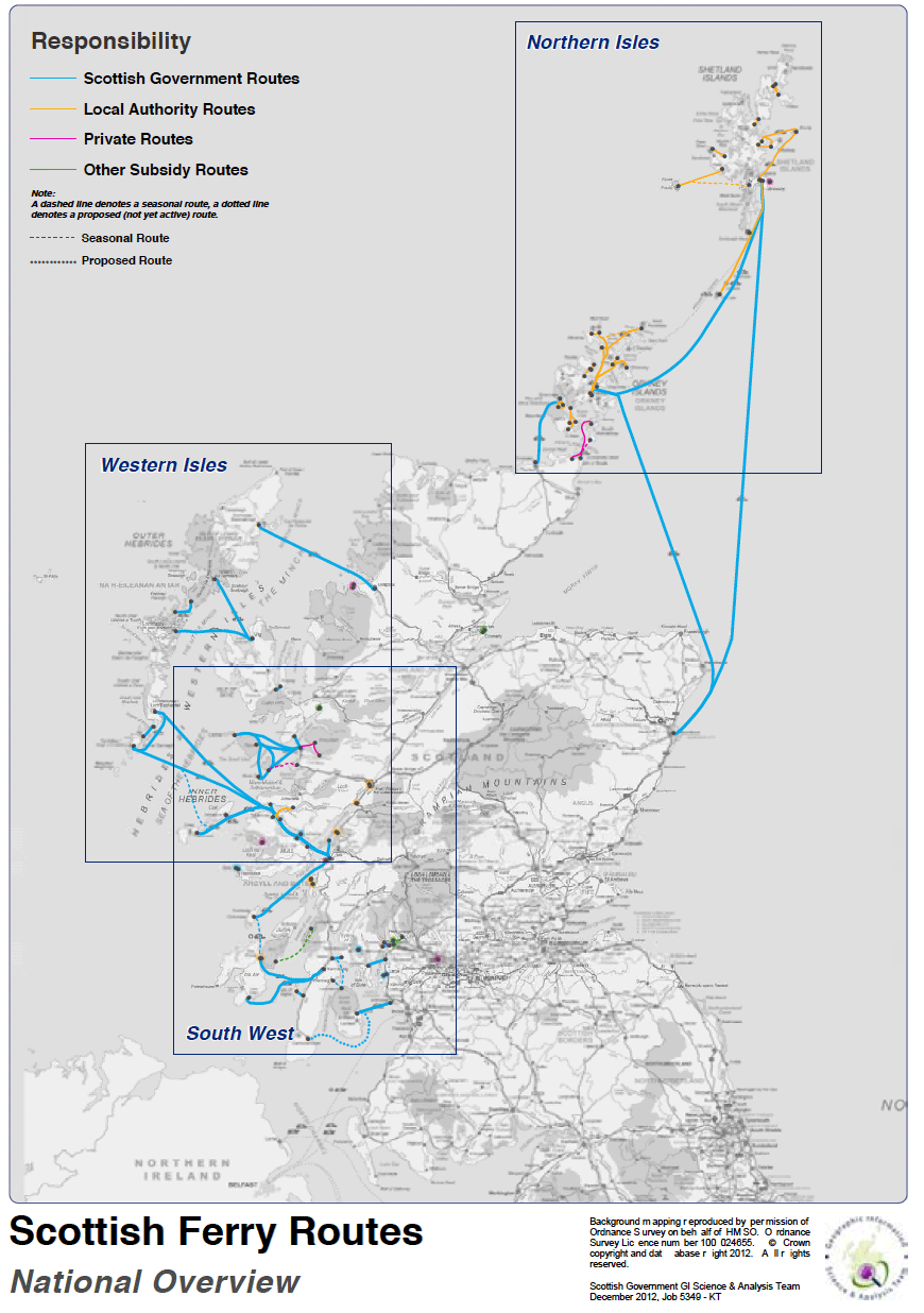 Figure 9.2: Scottish ferry routes National Overview.