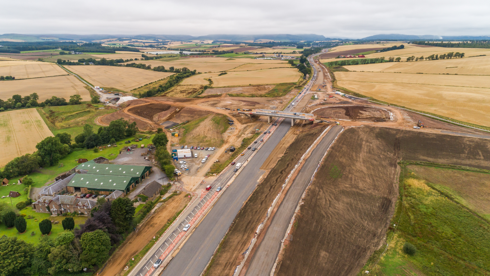 Aerial photo of the slip roads at the new Stanley/Tullybelton Junction.
