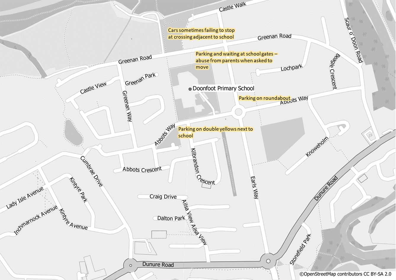 Figure B-8: Doonfoot Primary School Focus Group Map, as described in the text below