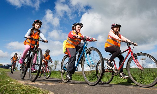 Group of children cycling