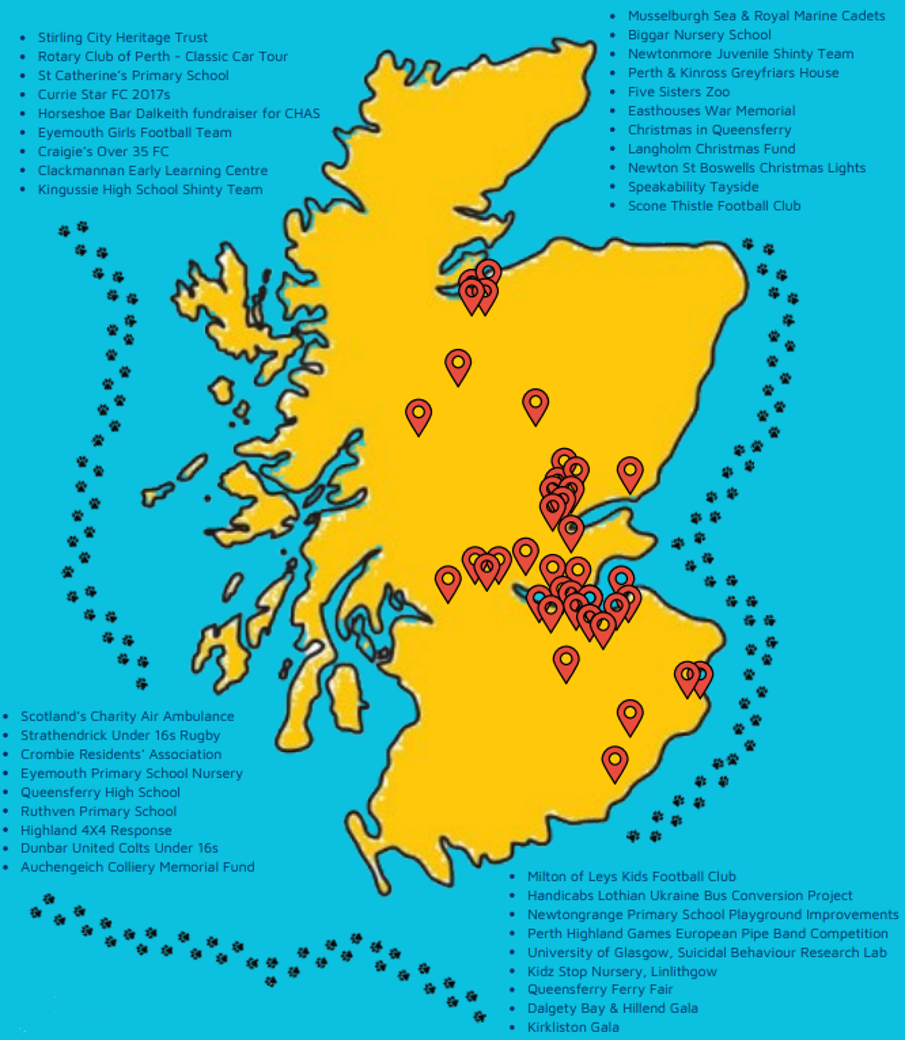 Figure 16. BEAR Scotland local community engagement distribution, as described in following text