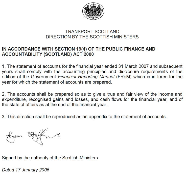 Transport Scotland Direction by the Scottish Ministers