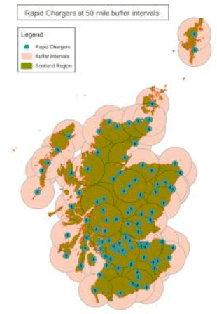 Figure 5 - Rapid charge point network coverage (Source: Urban Foresight analysis of charge point data from National Charge Point Register and Zap-Map) 