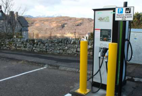 50 kW Rapid Charge Point in the Highlands offering AC Type 2, DC CCS(COMBO 2) and DC CHAdeMO connectors (Source: Urban Foresight)