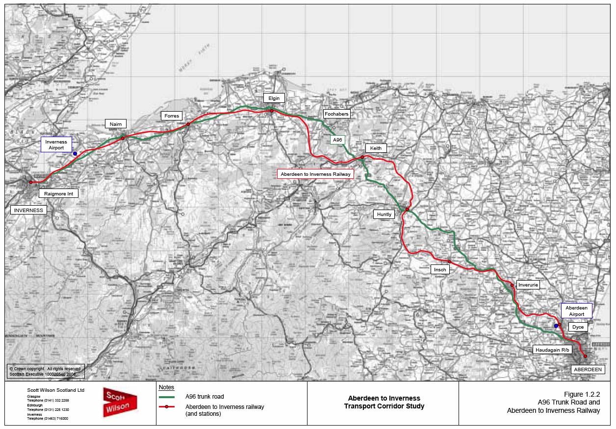 image of Figure 1.2.2 A96 Trunk Road and Aberdeen to Inverness Railway