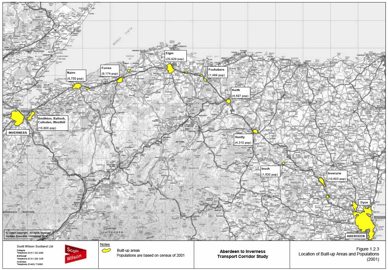 image of Figure 1.2.3 Location of Built-up Areas and Populations (2001)