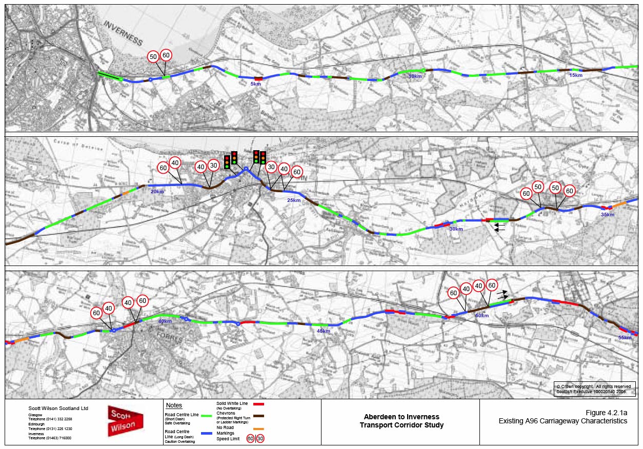 image of Figure 4.2.1a Existing A96 Carriageway Characteristics