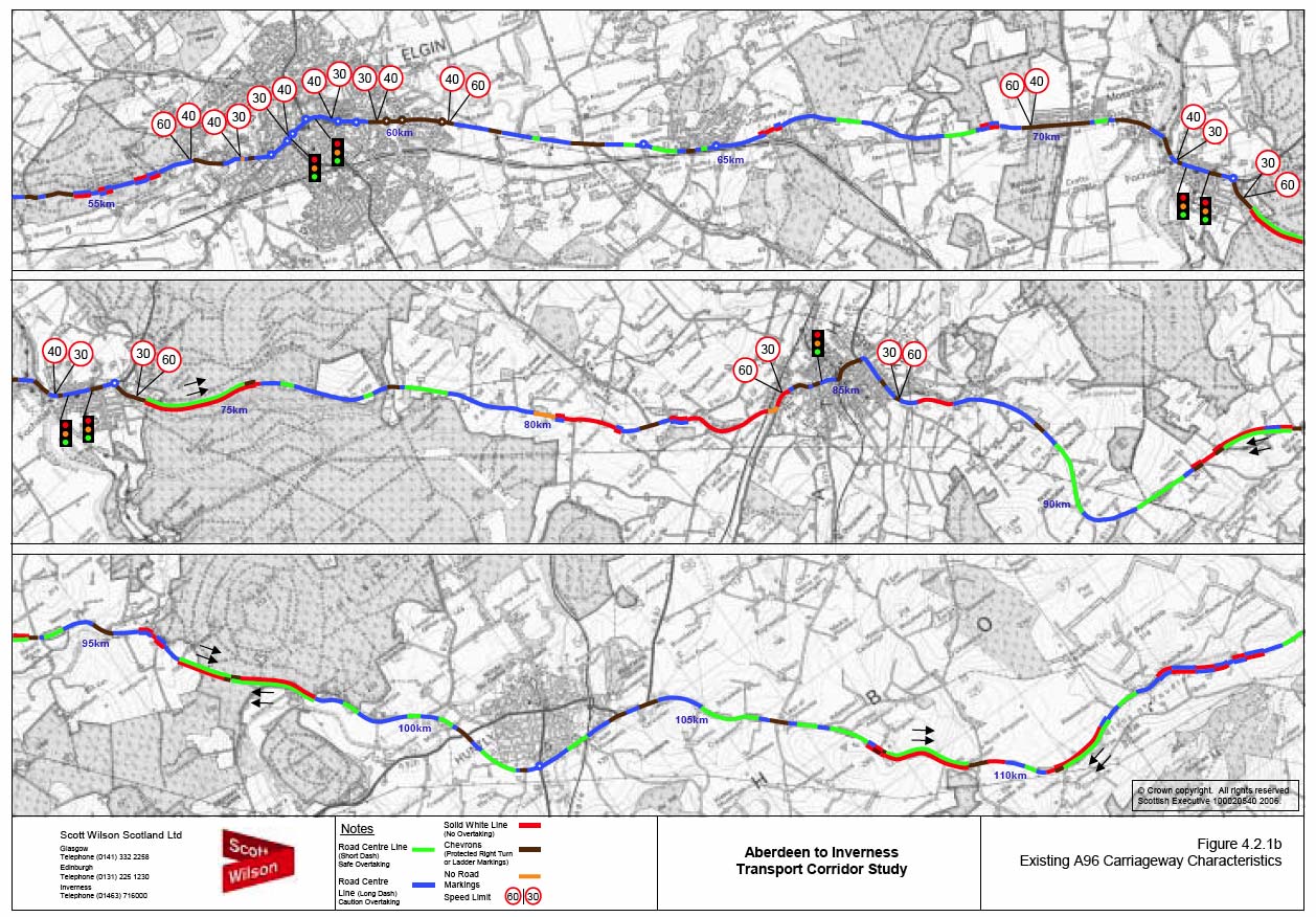 image of Figure 4.2.1b Existing A96 Carriageway Characteristics