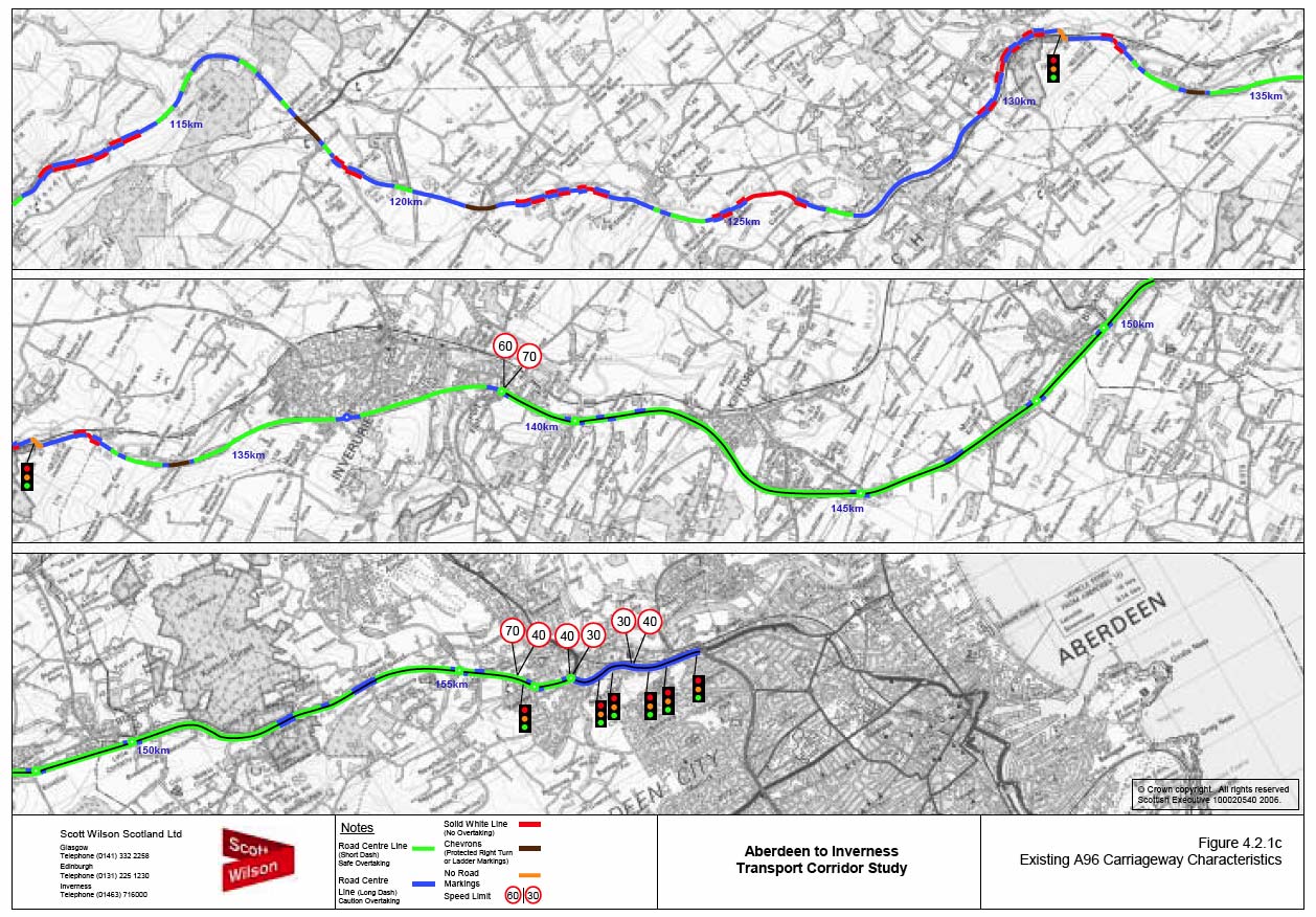 image of Figure 4.2.1c Existing A96 Carriageway Characteristics