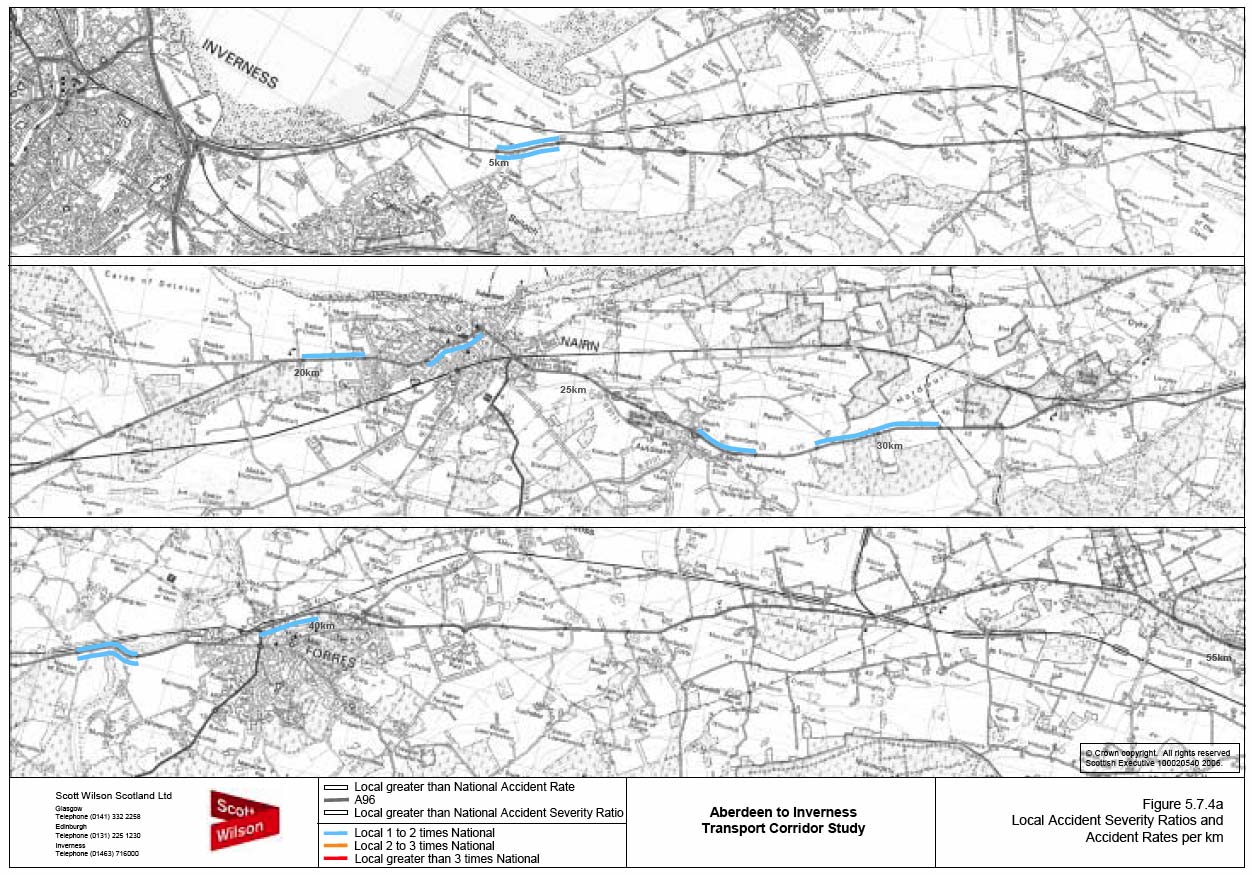 image of Figure 5.7.4a Local Accident Severity Ratios and Accident Rates per km