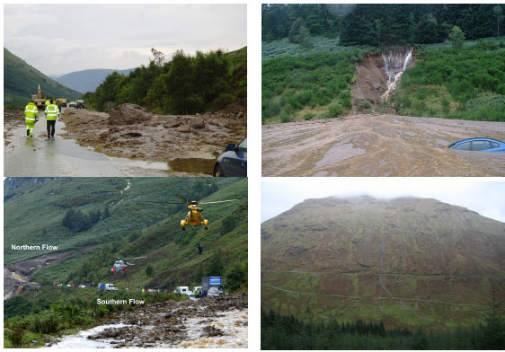 Examples of landslides affecting the Scottish trunk road network