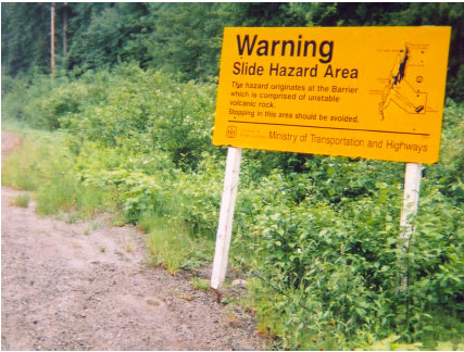 Example of landslide hazard information sign.