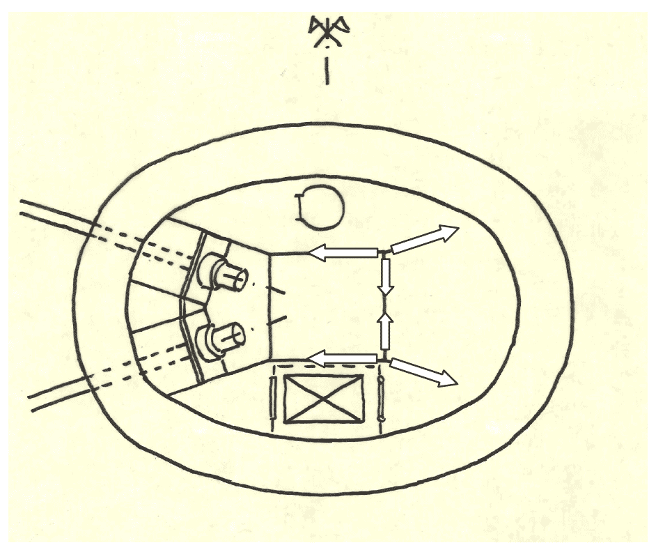 A section through the tower at this critical stay location