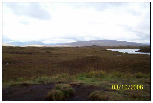 Figure 6.2 The vast expanse of Rannoch Moor blanketed with deglaciation features such as moraines and drumlins.  