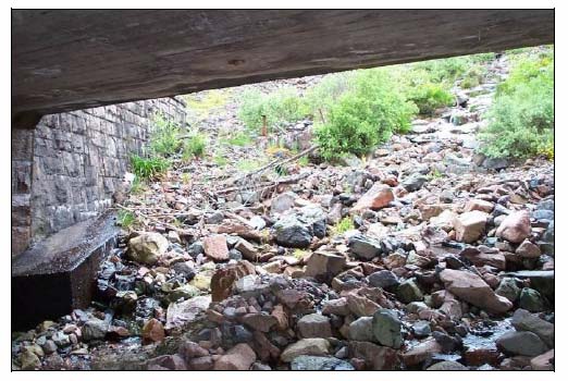 Figure 3.3 View looking upstream from under the Alltanrigh Bridge.