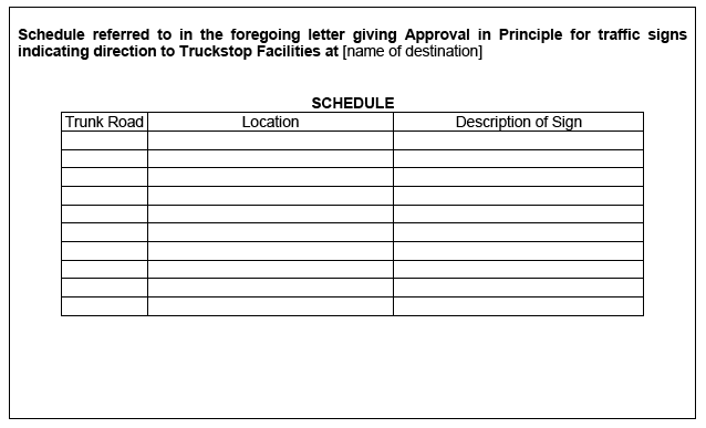 Schedule to Approval in Principle