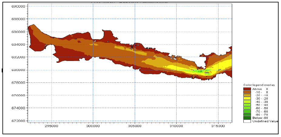 Diagram 9: The Proposed Scheme Coastal Model Bathymetry â€“ Western and Central Section