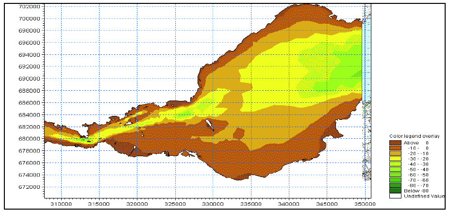 Diagram 10: The Proposed Scheme Coastal Model Bathymetry â€“ Central and Eastern Section