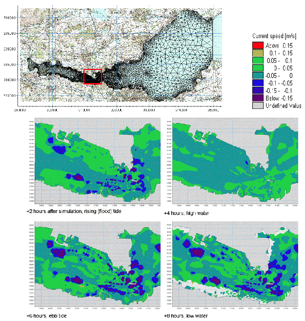 Diagram 61: Snapshots of Bottom Current Changes between Permanent Works and Baseline Conditions over a 48-hour Period