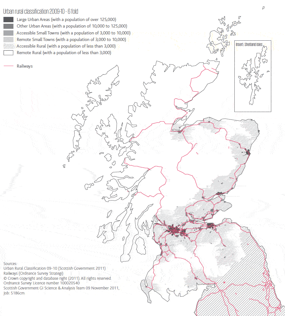 RAILWAY NETWORK AND SCOTTISH GOVERNMENT URBAN RURAL CLASSIFICATION