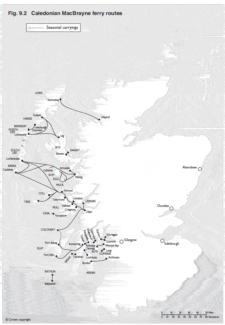 Fig. 9.2 Caledonian MacBrayne ferry routes