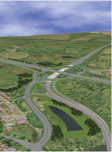 Visual of the new M74 Raith Interchange which forms part of the M8 M73 M74 Motorway Improvements project