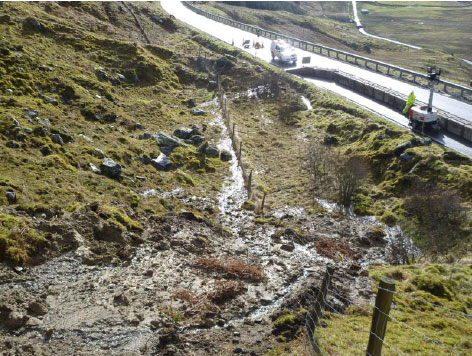 Landslip at A83 Rest and Be Thankful