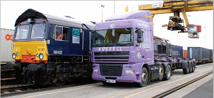 Delivery of goods being transferred from road to rail