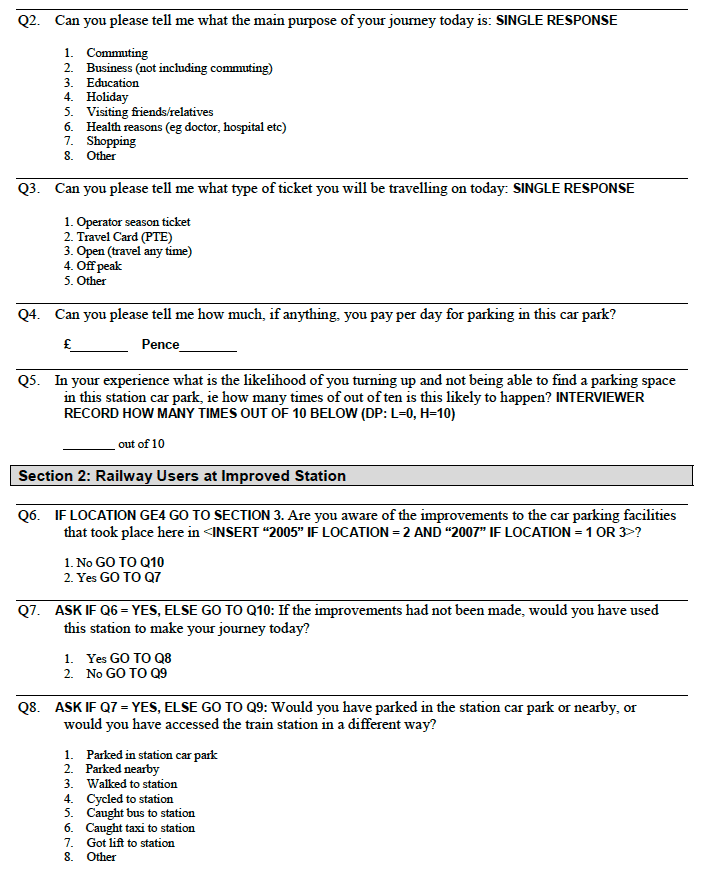 Final Main Rail User Questionnaire