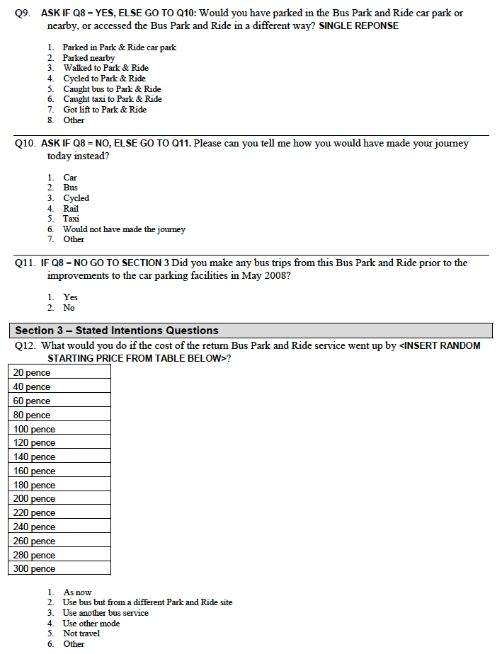 Final Main Bus User Questionnaire