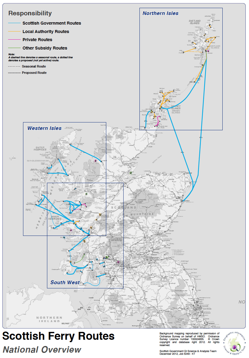 Scottish Ferry Routes - National Overview