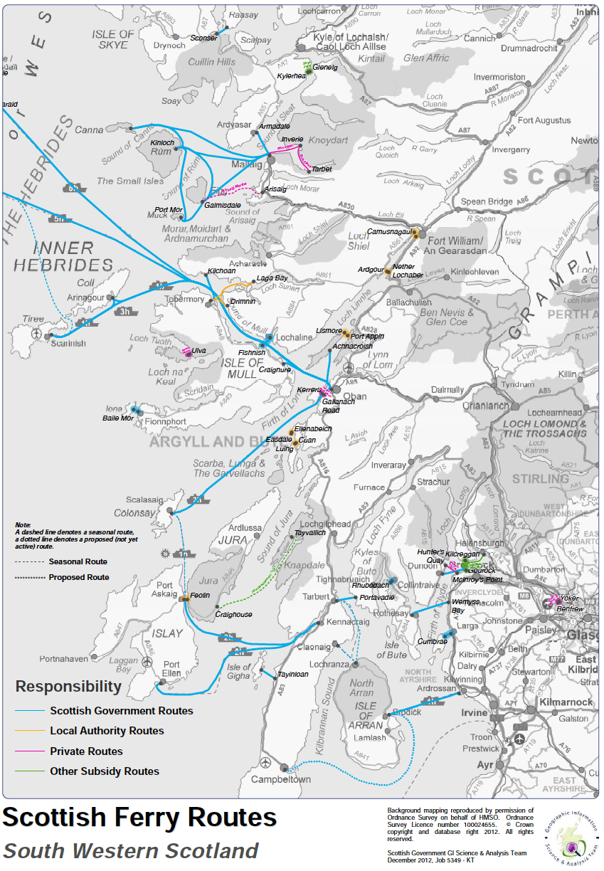 Scottish Ferry Routes - South Western Scotland
