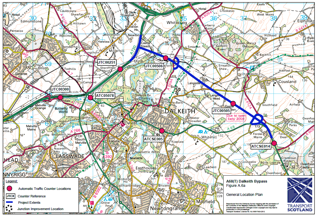 Figure A.6a A68(T) Dalkeith Bypass 