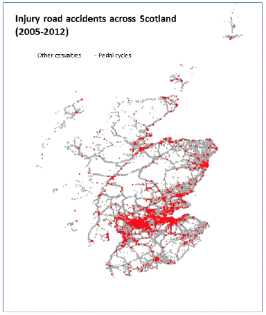 Injury road accidents across Scotland (2005-2012)