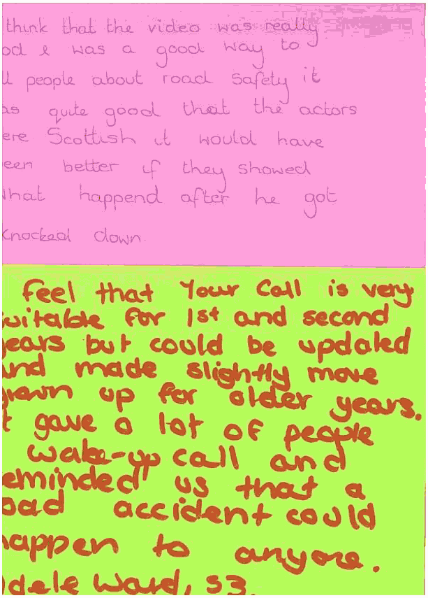 Pupil views on Your Call