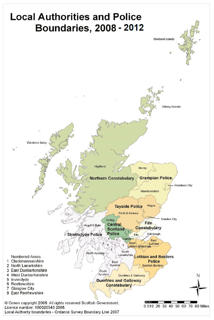 Map - Local Authorities and Police Boundaries, 2008-2012