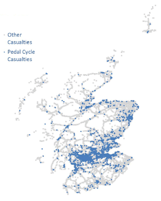 Map - Injury road accidents across Scotland, 2006-2013