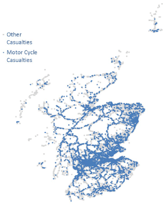 Map - Injury road accidents across Scotland, 2006-2013