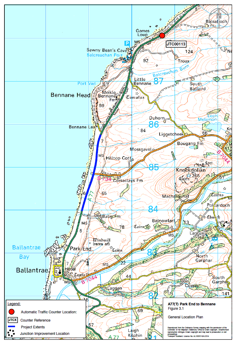 Figure 3.1 A77(T) Park End to Bennane