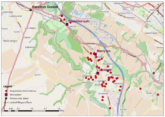 Figure 2 Previous vs Current Nearest Station Locations – Larkhall Residents