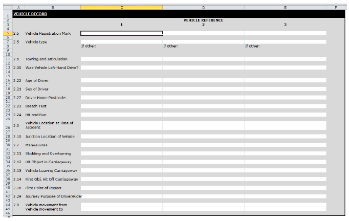 Draft vehicle details form