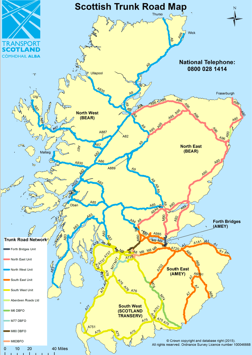 Figure 5.1 Scottish Trunk Road Map - from 16 August 2014