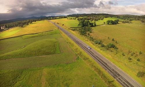 Aerial view of A9 trunk road