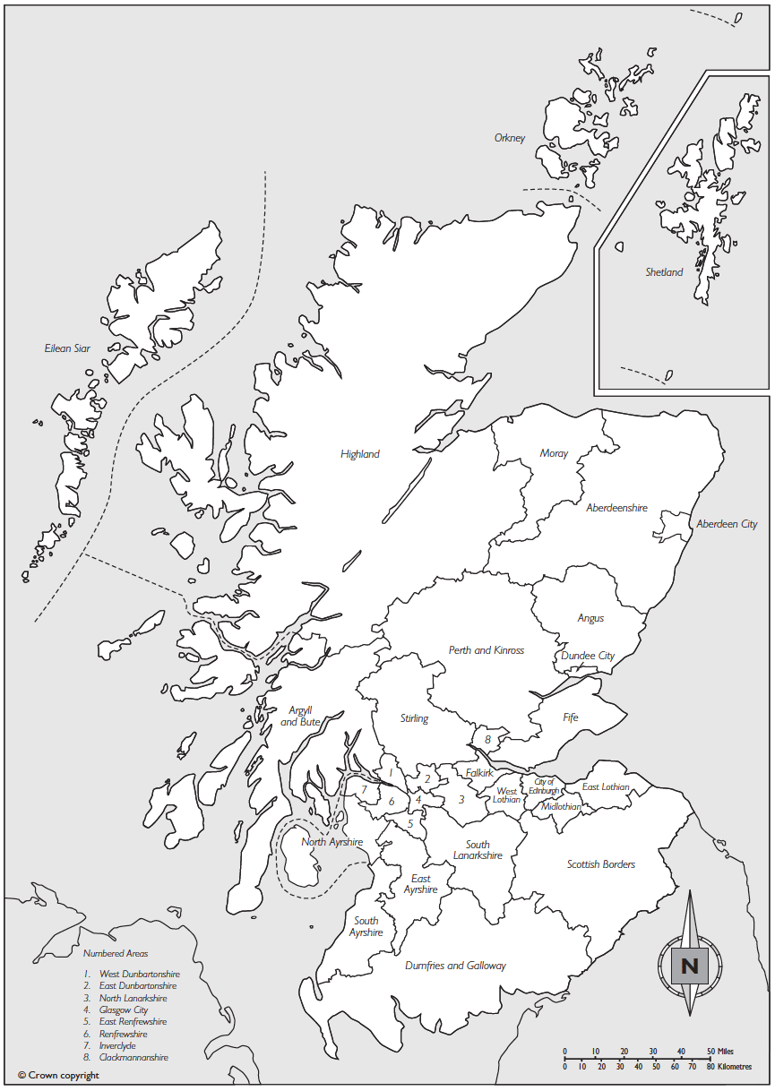Map: Local Authorities as of 1 April 1996