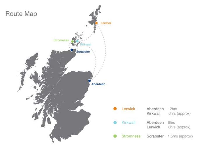 Route map for Northern Isles