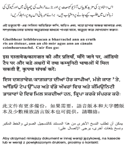 Further copies of this document are available, on request, in audio and large print formats and in community languages (Urdu; Bengali; Gaelic; Hindi; Punjabi; Cantonese; Arabic; Polish)