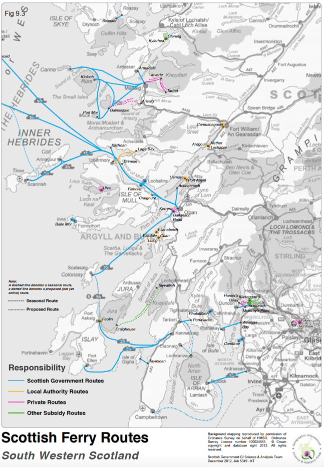 Fig 9.3 Scottish Ferry Routes South Western Scotland
