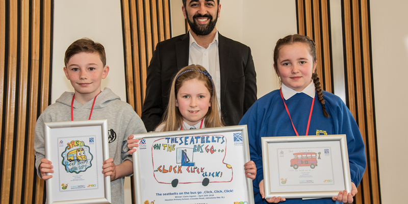 Minister for Transport with Seat Belt Design Competition winners - April 2018