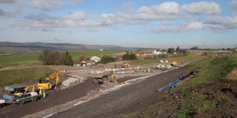 Highfield, looking north towards the proposed roundabout- Oct 2018 - A737 Dalry Bypass